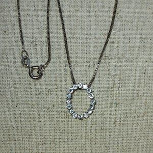 Sterling Necklace with 1/2 inch crystal ovel